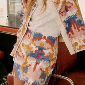 Sezane Malia Skirt Ikat Imbroidery